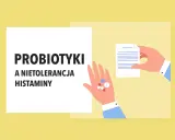 Probiotyki przy nietolerancji histaminy. Dłoń trzyma tabletki, druga podaje dokument.